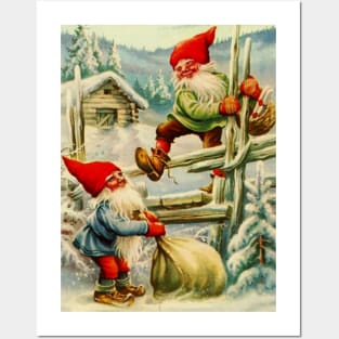 “Over the Wooden Fence” Gnomes by Jenny Nystrom Posters and Art